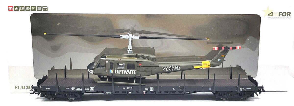 Marklin 47018 HO Scale DB Flatcar w/ Helicopter LN/Box