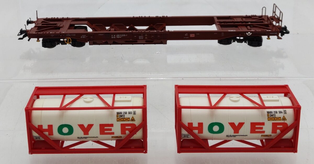 Marklin 47452 HO Scale Hoyer DB Flat Cars with Containers EX/Box
