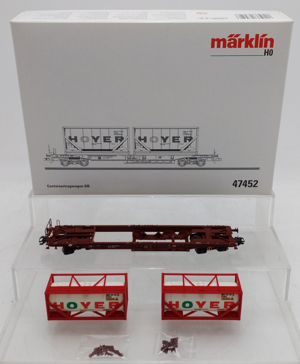 Marklin 47452 HO Scale Hoyer DB Flat Cars with Containers EX/Box