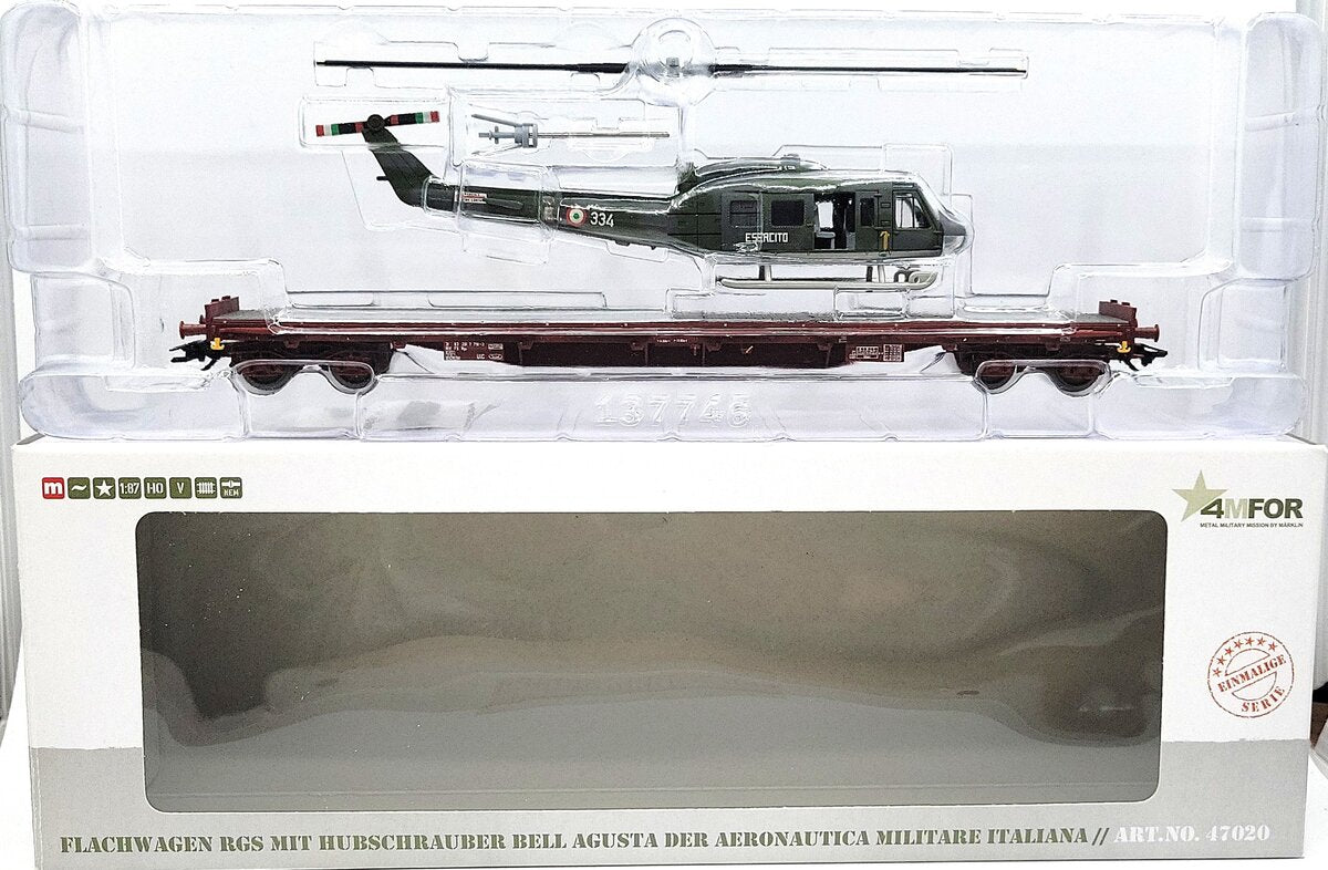 Marklin 47020 HO Scale Ferrovie Dello Stato Flatcar w/ Helicopter NIB