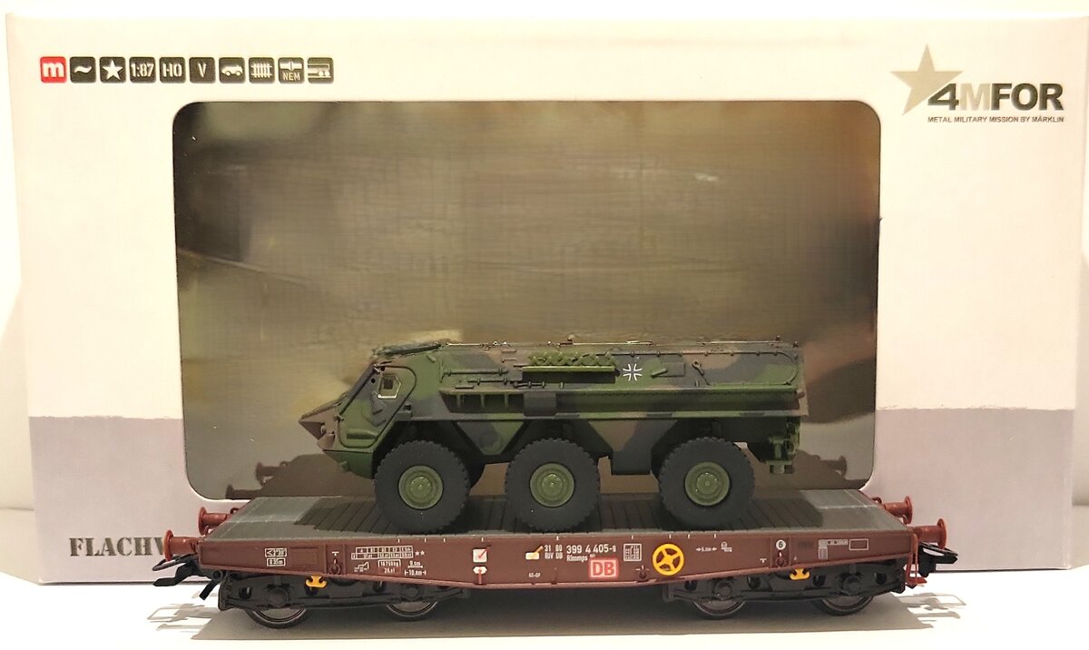 Marklin 48710 HO Scale DB Flatcar w/ Fuchs Armored Vehicle LN/Box