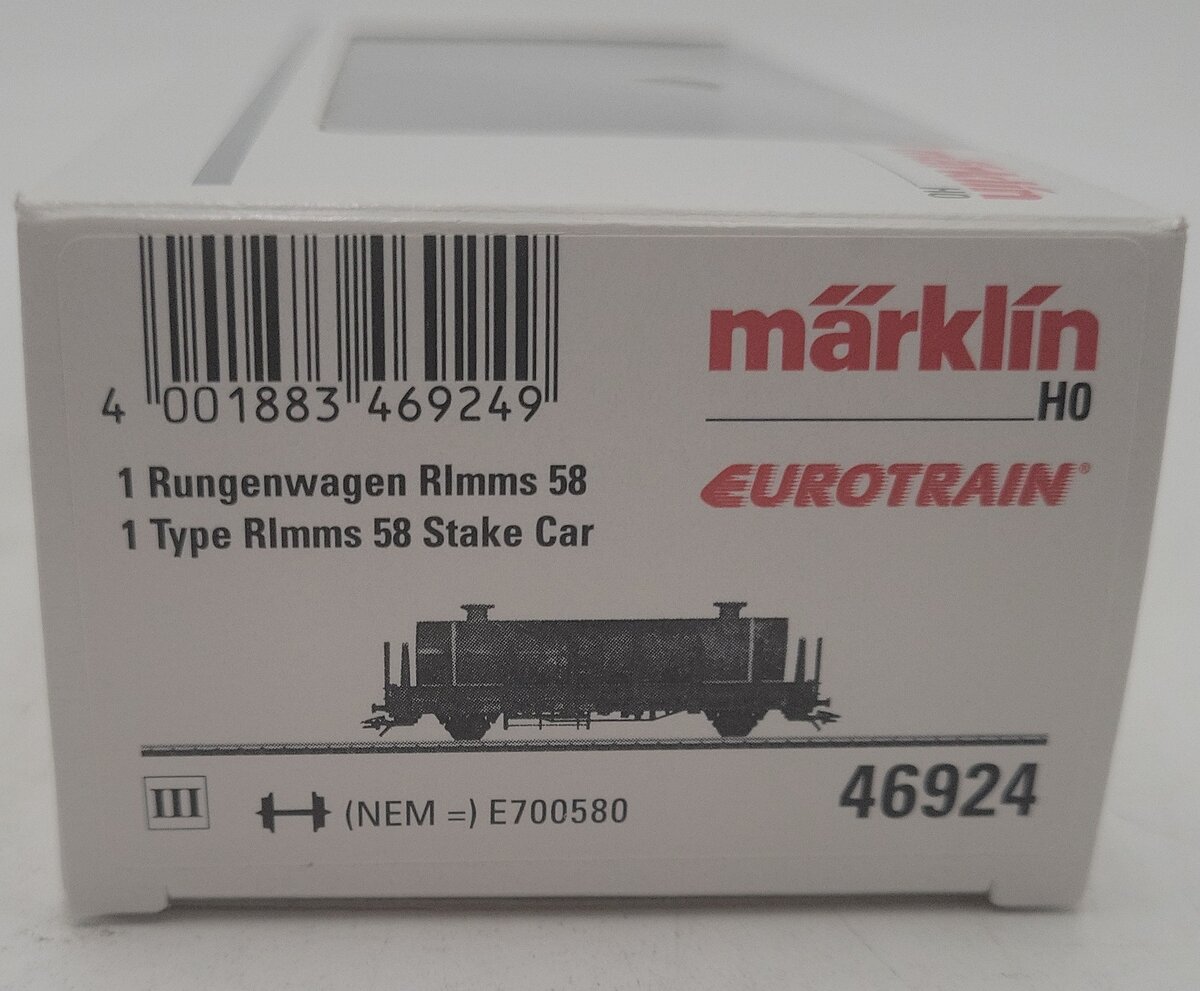 Marklin 46924 HO Eurotrain Rlmms 58 Stake Car LN/Box