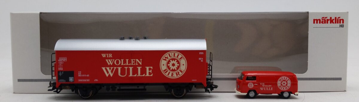 Marklin 94503 HO Scale Wollen Wulle Refrigerator Car w/VW Transporter LN/Box