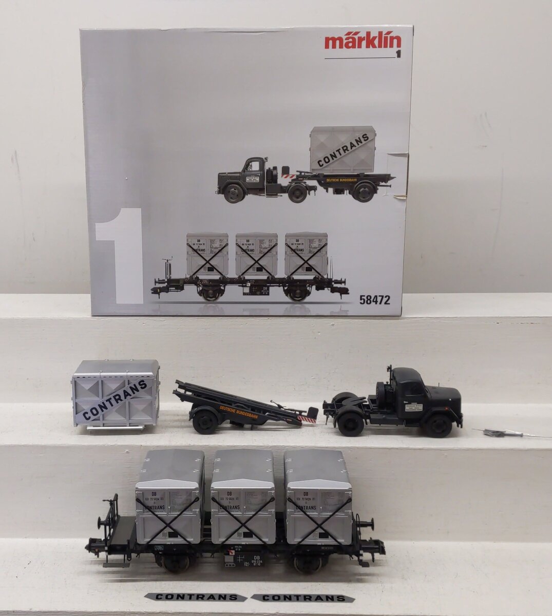 Marklin 58472 1 Gauge German Federal Railroad DB Type BT 10 Container Flatcar EX/Box