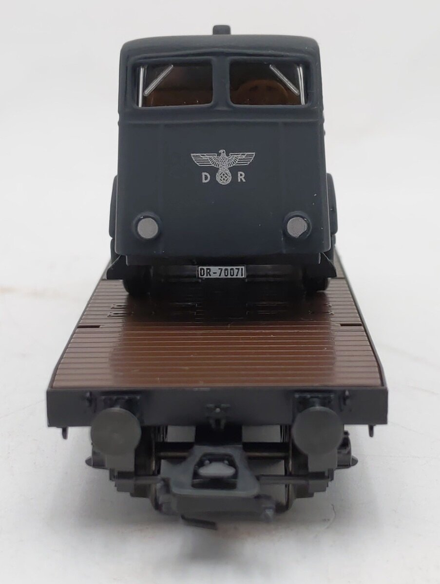 Marklin 4866 HO Scale German Imperial Railway Flatcar w/ DR Kaelble Truck EX/Box