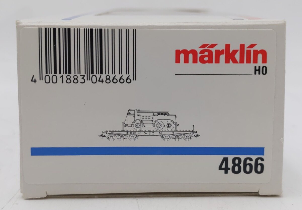Marklin 4866 HO Scale German Imperial Railway Flatcar w/ DR Kaelble Truck EX/Box