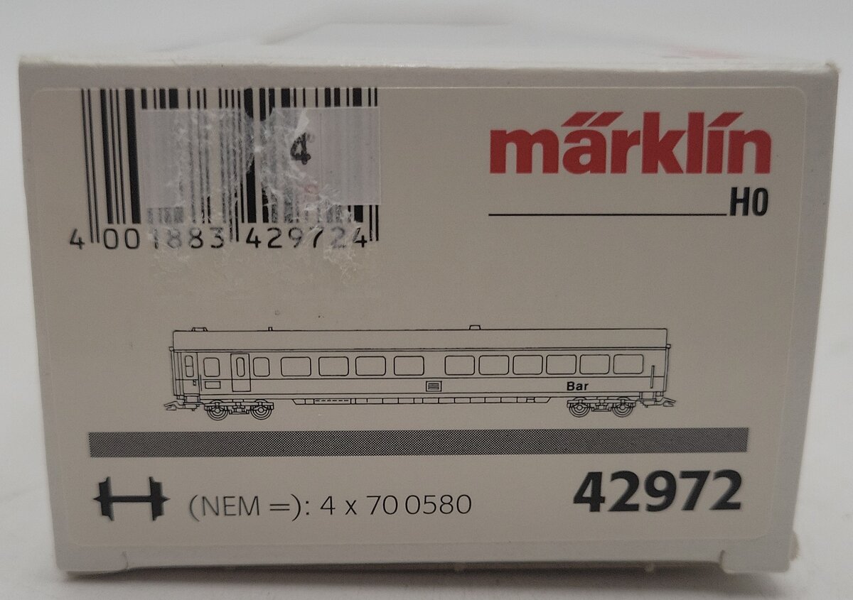 Marklin 42972 HO DB Intercity Bar Passenger Car LN/Box