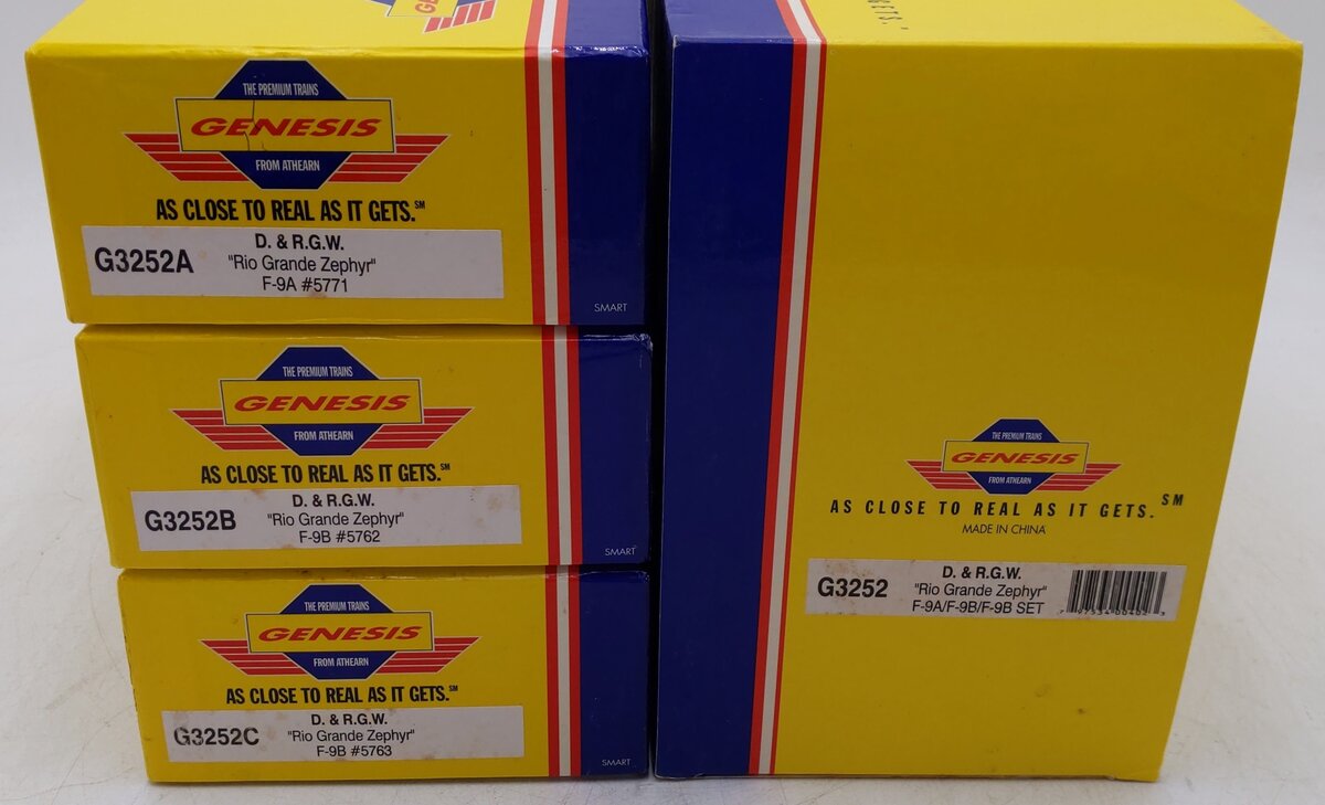 Athearn G3252 HO Scale D.&R.G.W. "Rio Grande Zephyr" F-9 ABB Diesel Set EX/Box