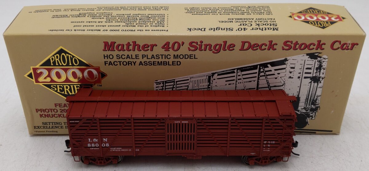 Proto 2000 88008  HO Scale L&N 40' Single Deck Stock Car EX/Box