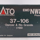 Kato 37-106 HO Scale D&RGW EMD Diesel Switcher #100 EX/Box