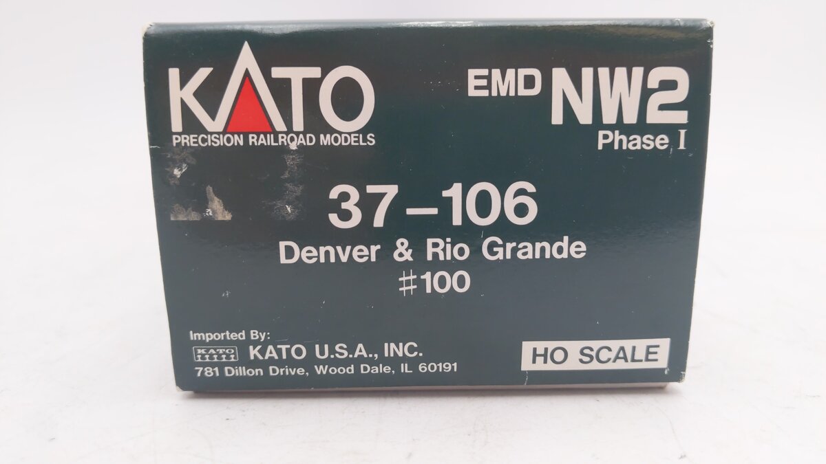 Kato 37-106 HO Scale D&RGW EMD Diesel Switcher #100 EX/Box