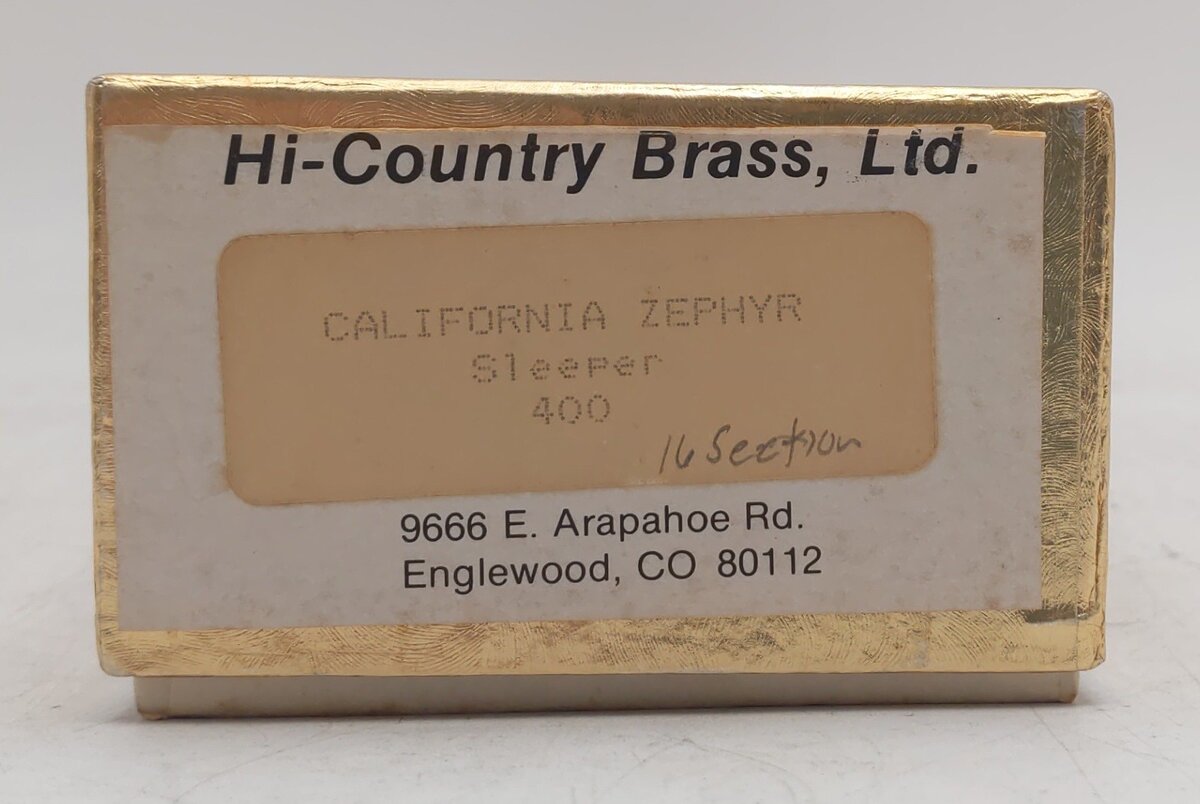 Hi-Country Brass 400 HO BRASS Plated California Zephyr Sleeper Car - Unpainted EX/Box