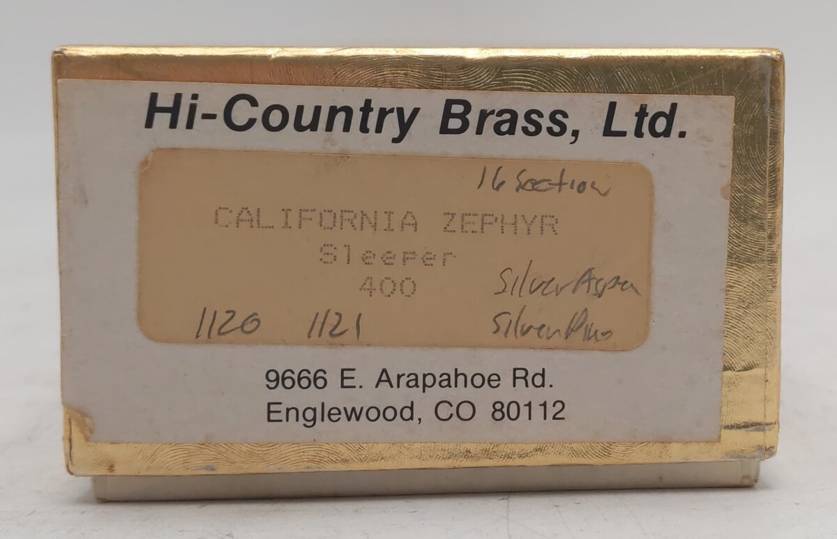 Hi-Country Brass 400 HO BRASS Plated California Zephyr Sleeper Car - Unpainted EX/Box