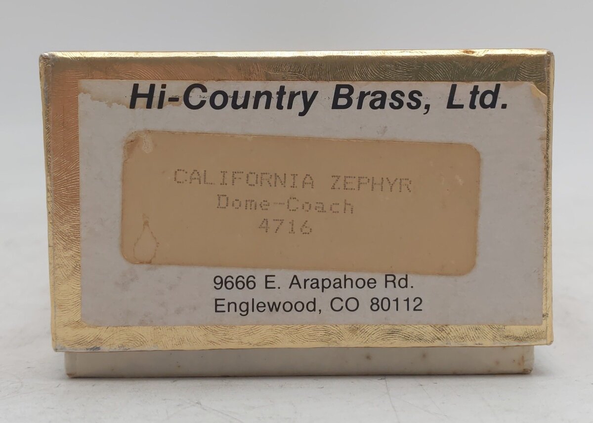Hi-Country Brass 4716 HO BRASS Plated California Zephyr Dome Coach EX/Box
