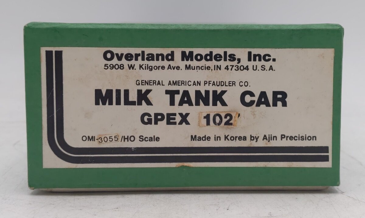 Overland 3055 BRASS HO HP Hood GPEX Pfaudler Milk Car w/Lighted Int-Unpainted EX/Box