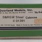 Overland 1156 HO Scale BRASS D&RGW 'Steel' Caboose #01351 - Painted/Box