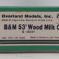Overland 3062 HO BRASS B&M 53' 4-Door Wood Milk Car - Painted/Box