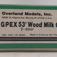 Overland OMI-3061 HO Scale BRASS GPEX 53' Wood Milk Car 2-Door EX/Box