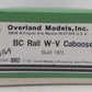 Overland OMI-3862 HO BRASS BC Rail Wide Vision Caboose - Unpainted EX/Box