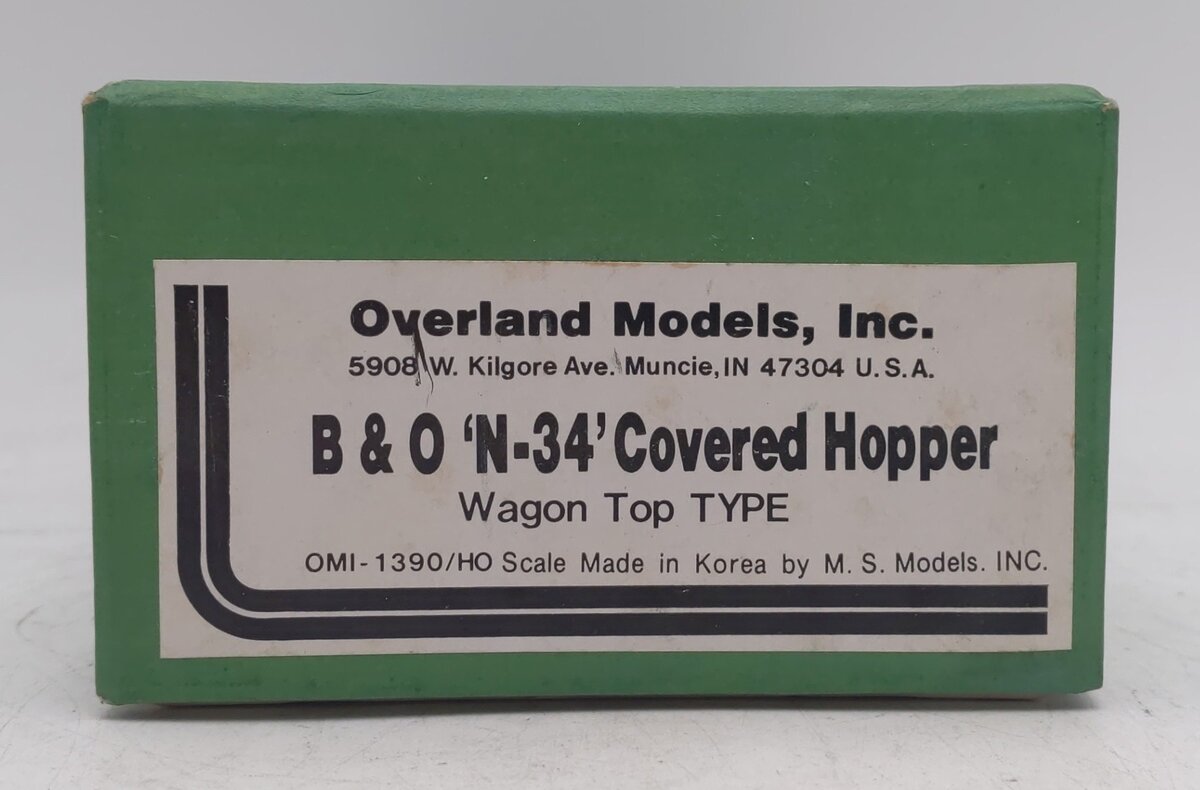 Overland 1390 HO BRASS B&O 'N-34' Covered Hopper - Unpainted VG/Box