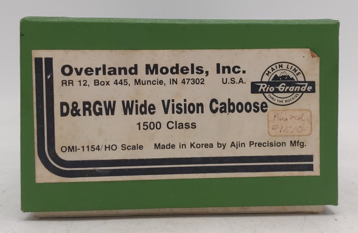 Overland OMI-1154 HO BRASS D&RGW Wide Vision Caboose #01510 - Painted EX/Box
