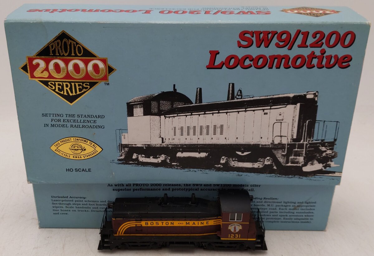 Proto 2000 8743 Boston Maine SW9 Diesel Switcher Locomotive #1231 VG/Box