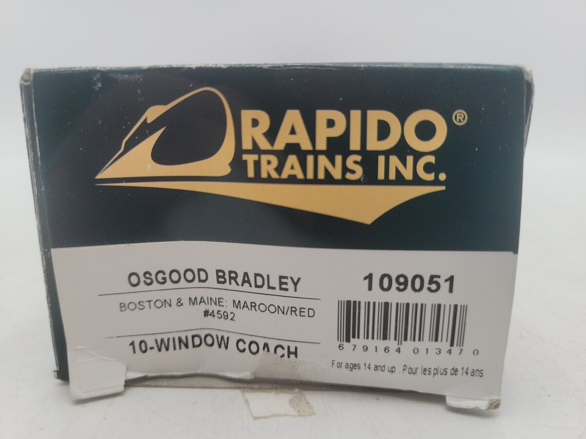 Rapido Trains 109051 HO Boston & Maine PS Osgood-Bradley 10-Window Coach #4592 EX/Box