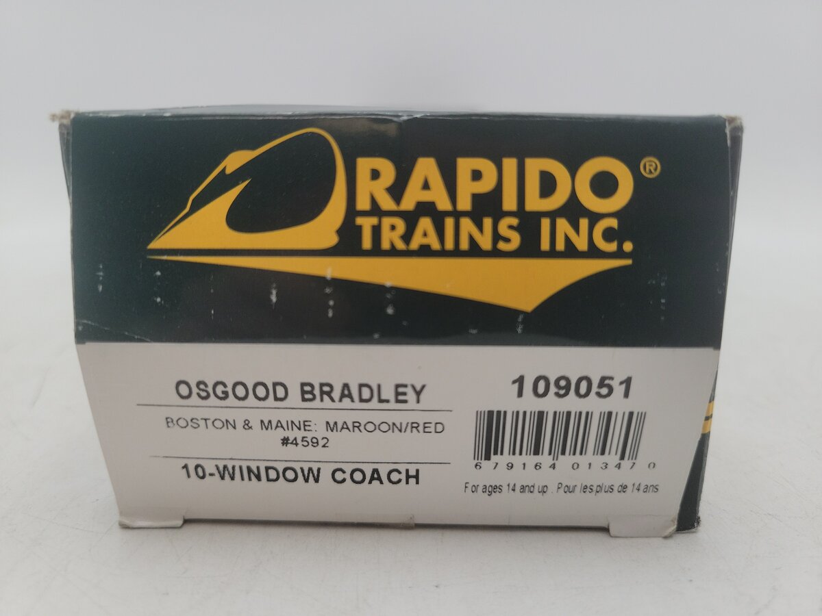 Rapido Trains 109051 HO Boston & Maine PS Osgood-Bradley 10-Window Coach #4592 EX/Box