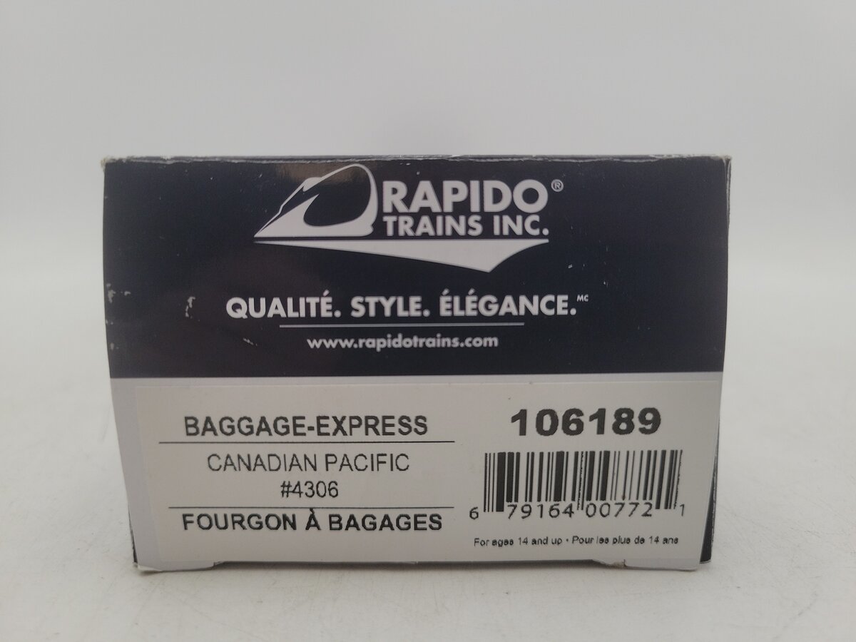 Rapido Trains 106189 HO Canadian Pacific Baggage Express Car #4306 EX/Box