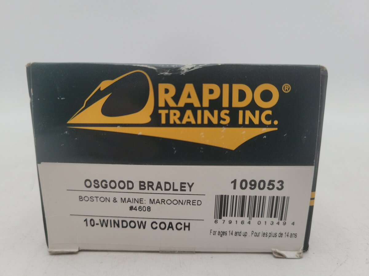 Rapido Trains 109053 HO Boston & Maine PS Osgood-Bradley 10-Window Coach #4608 EX/Box