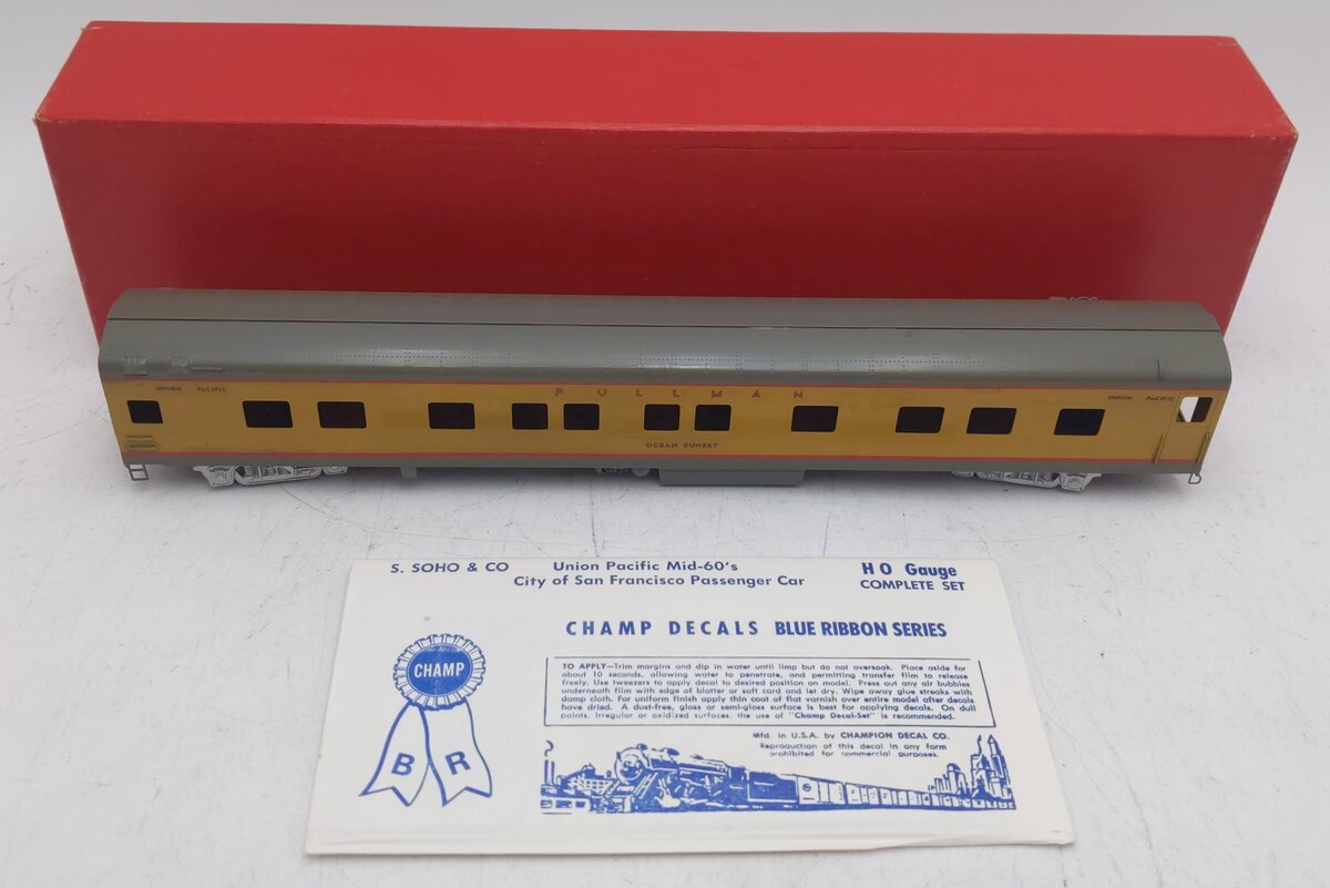 S. Soho & Co. 0485 HO BRASS Union Pacific "Ocean Sunset" Pullman Sleeper - Ptd/Box