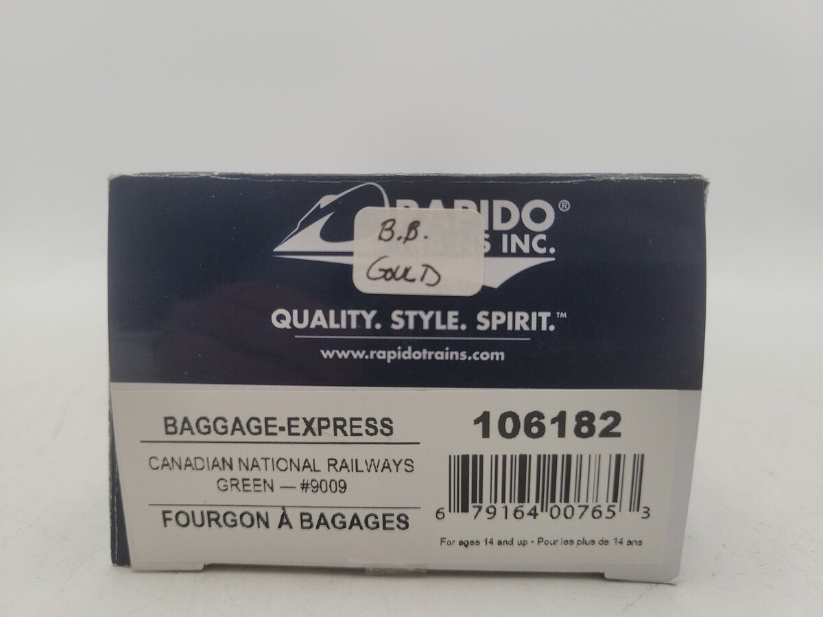 Rapido Trains 106182 HO Canadian National Baggage Express Car #9009 EX/Box