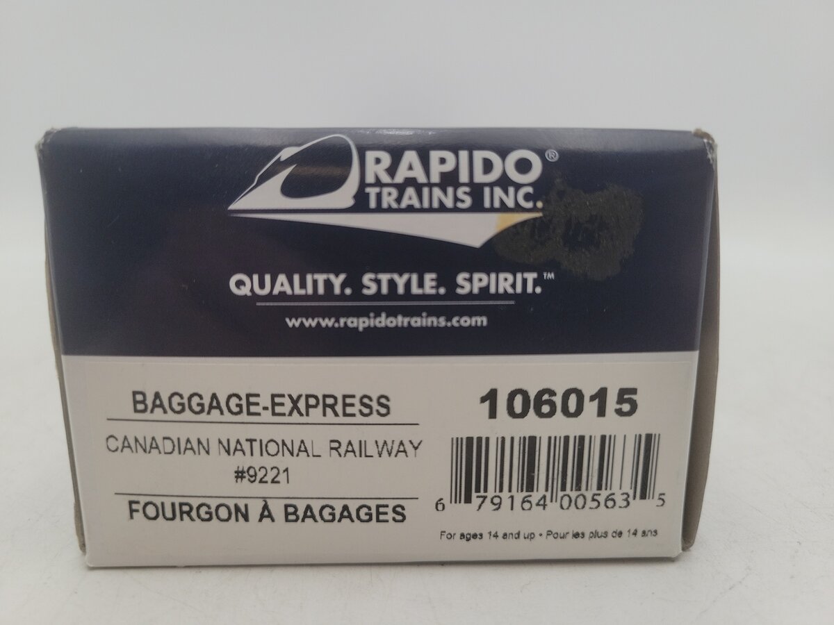 Rapido Trains 106015 HO Canadian National Baggage Express Car #9221 EX/Box