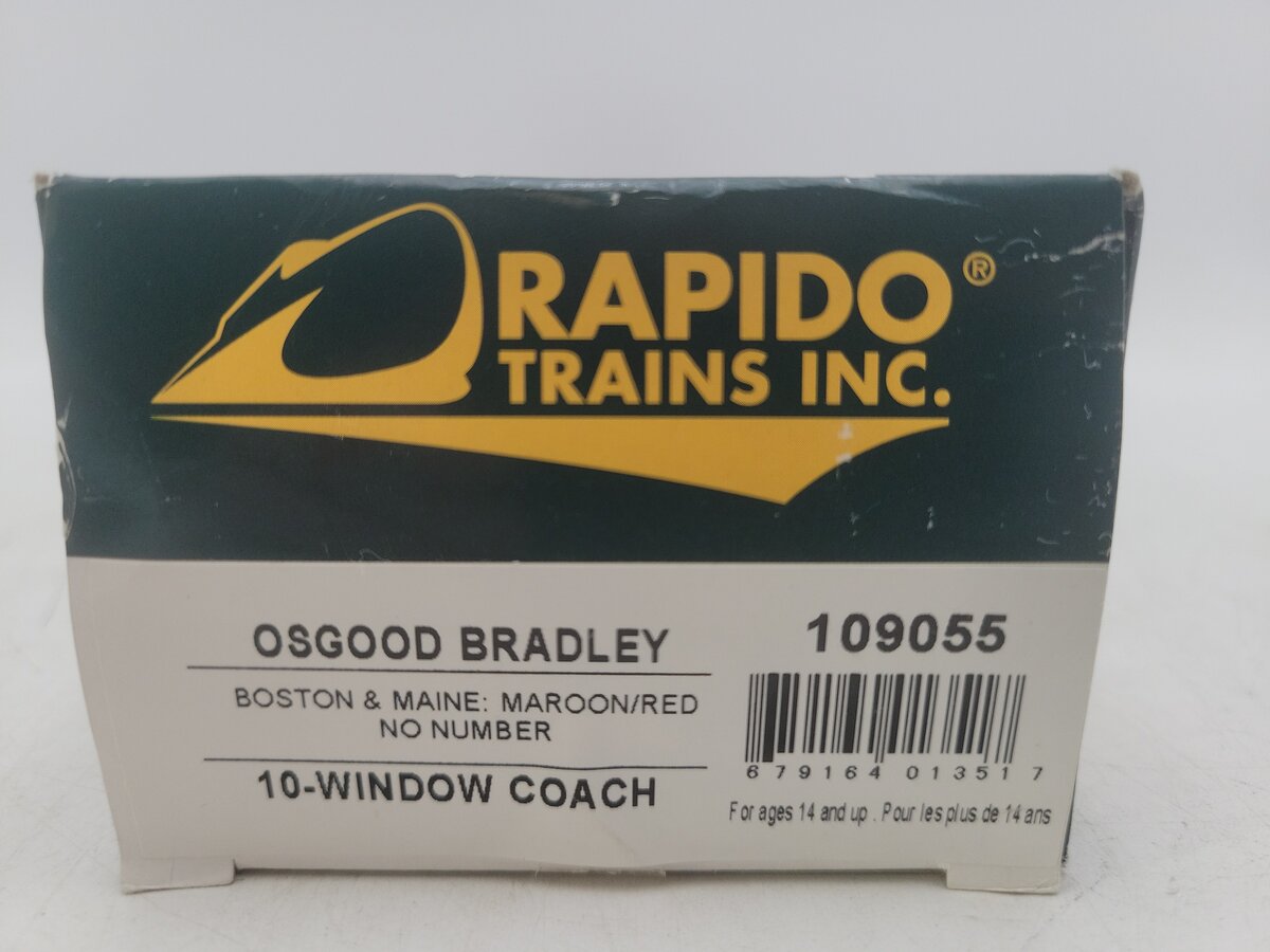 Rapido Trains 109055 HO Boston & Maine PS Osgood-Bradley 10-Window Coach No # EX/Box