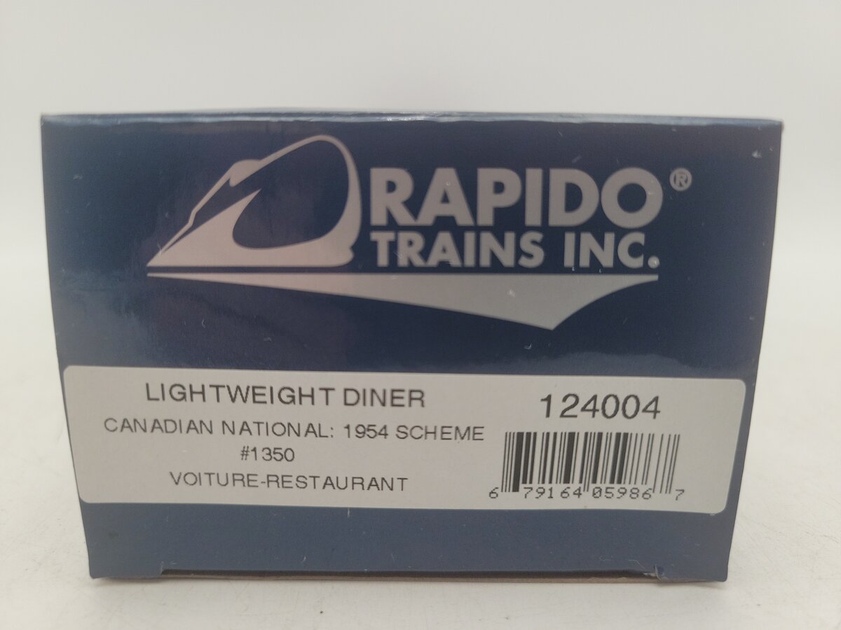 Rapido Trains 124004 HO Scale Canadian National Lightweight Diner Car #1350 EX/Box