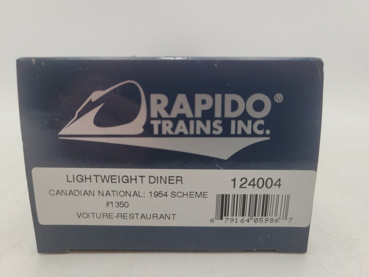 Rapido Trains 124004 HO Scale Canadian National Lightweight Diner Car #1350 EX/Box