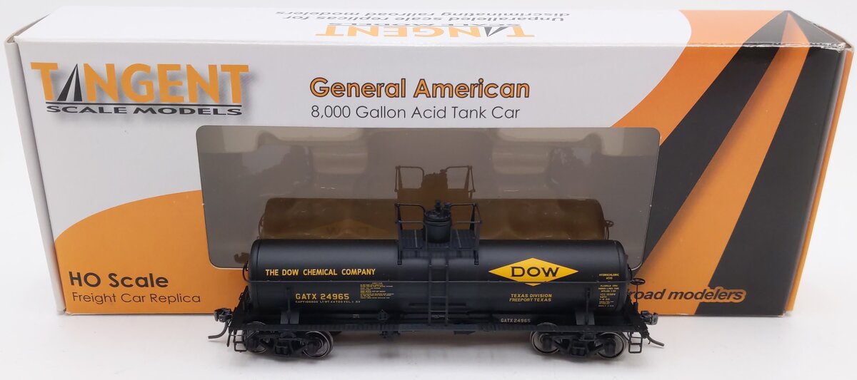 Tangent HO Scale DOW General American 8,000 Gallon Acid Tank Car #24965 EX/Box