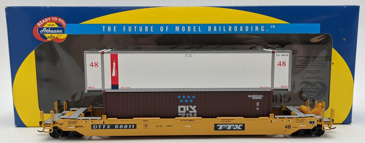 Athearn 7254 HO Scale TTX Husky Stack Car w/ Container #56811 EX/Box