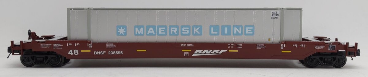 MTH 20-95415 O Gauge BNSF Husky Stack Car w/Container #238595 EX/Box