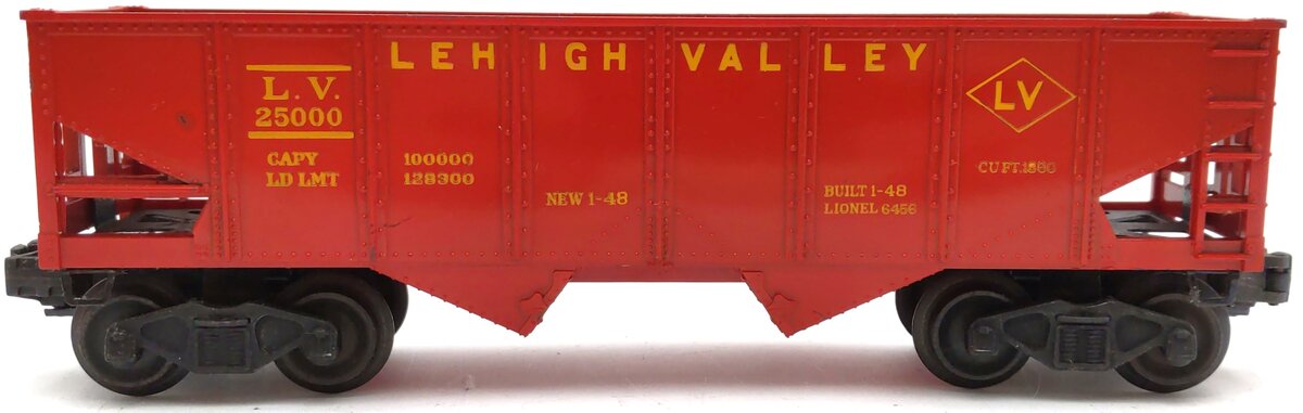 Lionel 6456-75 Vintage O Lehigh Valley Glossy Red Hopper - Very Rare/Box