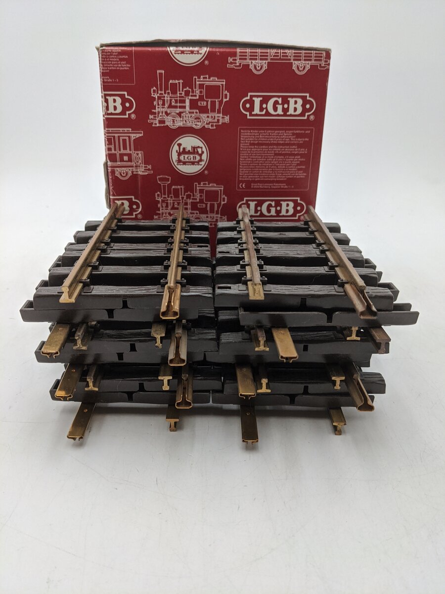 LGB 10150 G Scale 6" Brass 1/2 Straight Track Sections (12) EX/Box