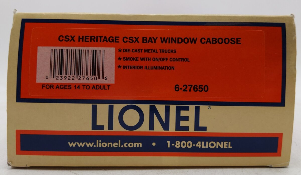 Lionel 6-27650 CSX Heritage Bay Window Caboose EX/Box