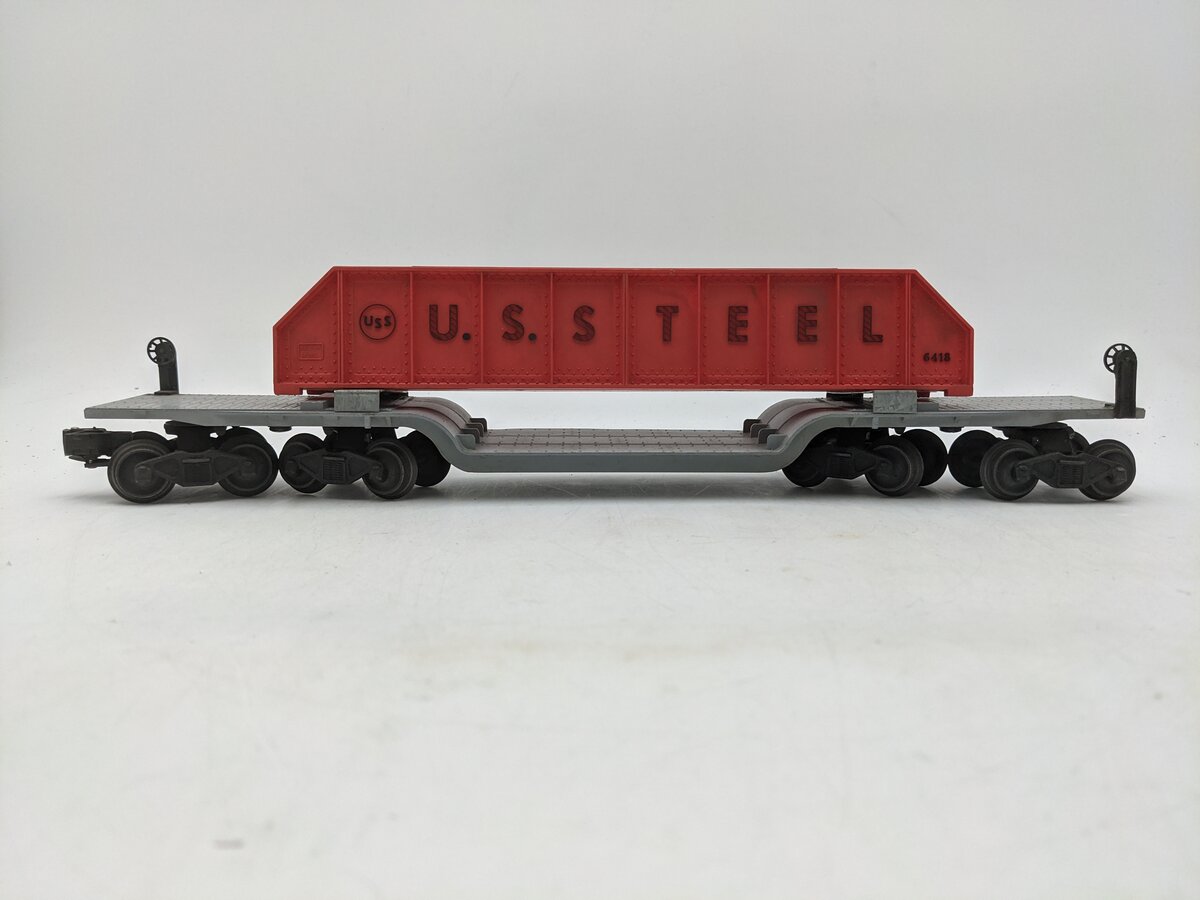 Lionel 6418 Vintage O Girder Bridge Machinery Car with Orange Girders VG