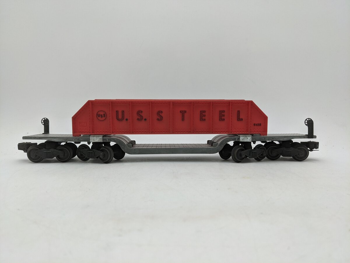 Lionel 6418 Vintage O Girder Bridge Machinery Car with Orange Girders VG