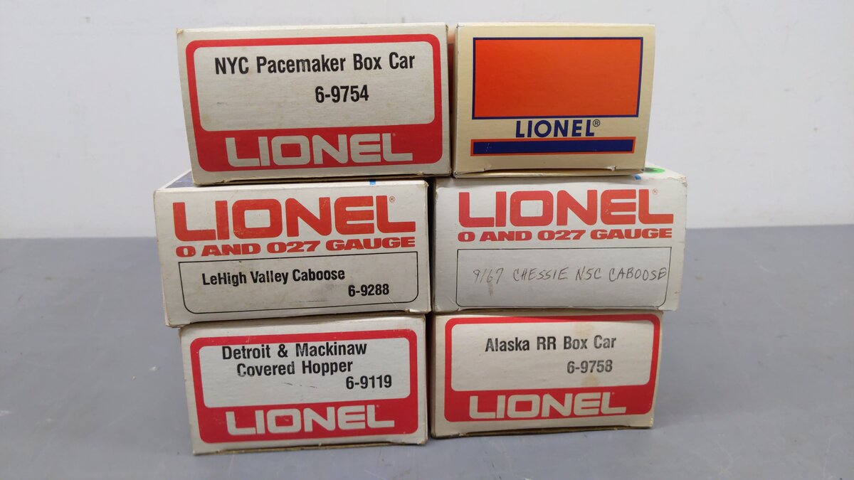 Lionel O Assorted Freight Cars 9288, 9754, 9119, 6464425, 9758, 9167[6] EX/Box