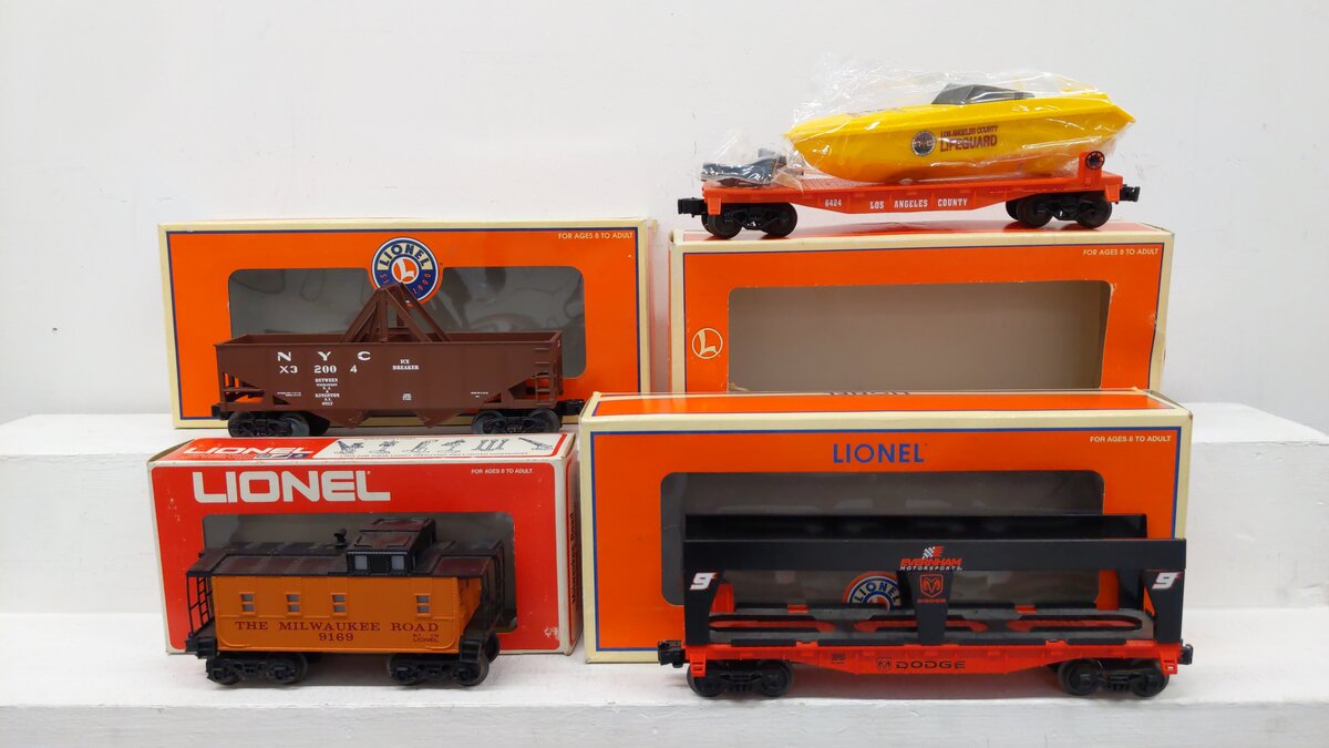 Lionel O Assorted Freight Cars 6424, 32004, 26355, 9169[4] EX/Box