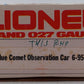 Lionel 6-9540 O Gauge Blue Comet "Tempel" Observation Car #9540 EX/Box