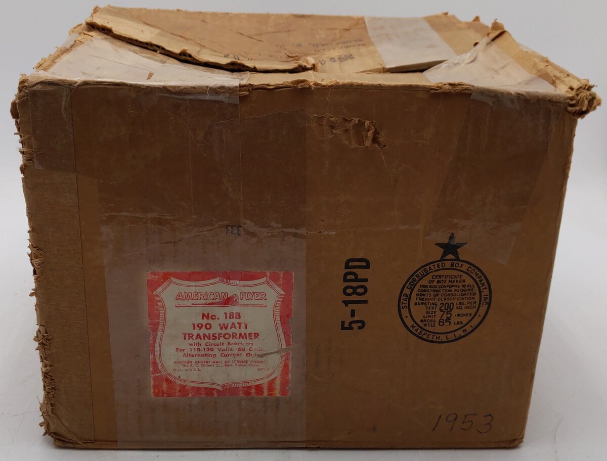 American Flyer 18B Vintage S 190 Watt Transformer - Runs 2 Trains VG/Box