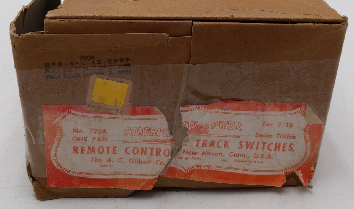 American Flyer 720A Vintage S Electric Remote Control Switches (Pair) VG/Box
