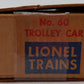 Lionel 60 Vintage O Lionelville Motorized Rapid Transit Trolley VG/Box